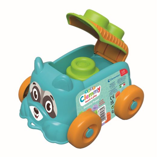 Clementoni - Jucarie educationala Soft Clemmy catel albastru cu cuburi moi