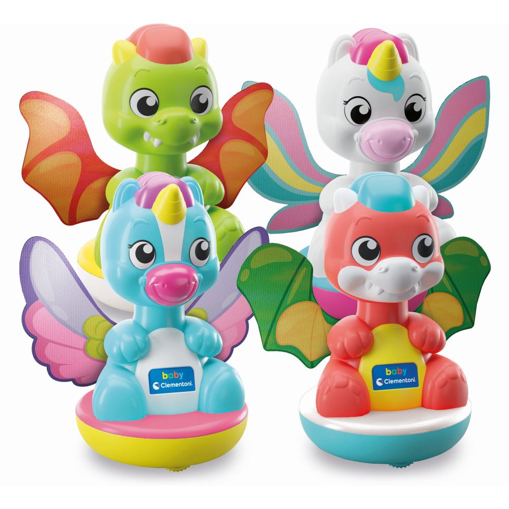 Clementoni - Jucarie apasa si se invarte diverse modele unicorn si dragon