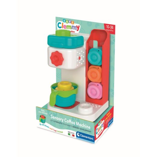 Clementoni - Jucarie educationala Soft Clemmy aparat de cafea pentru dezvoltarea senzoriala si motorie a copiilor