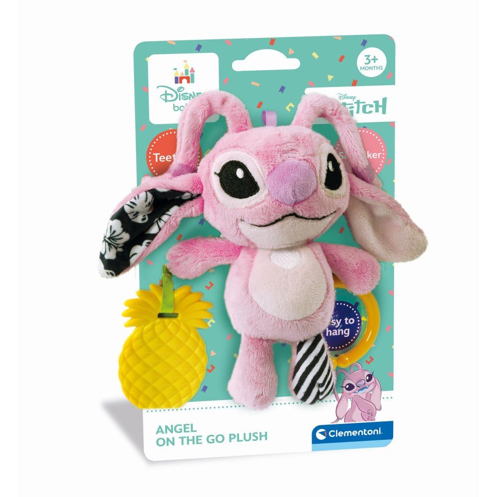 Clementoni - Jucarie senzoriala plus Disney Stitch Angel cu zornaitoare pentru dezvoltarea simturilor