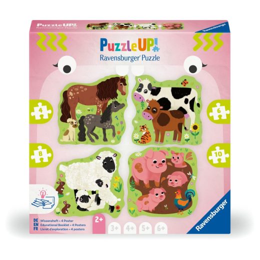 Ravensburger - Puzzle Up animale de la ferma 4 puzzle contur 4 6 8 10 piese