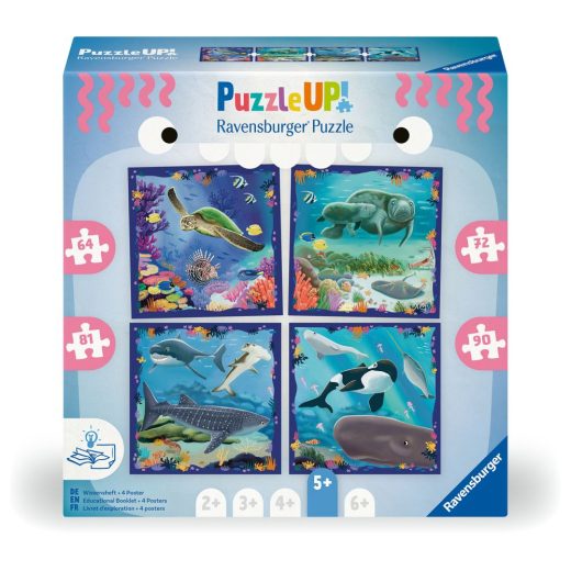 Ravensburger - Puzzle Up animale marine 4 puzzle 64 72 81 90 piese