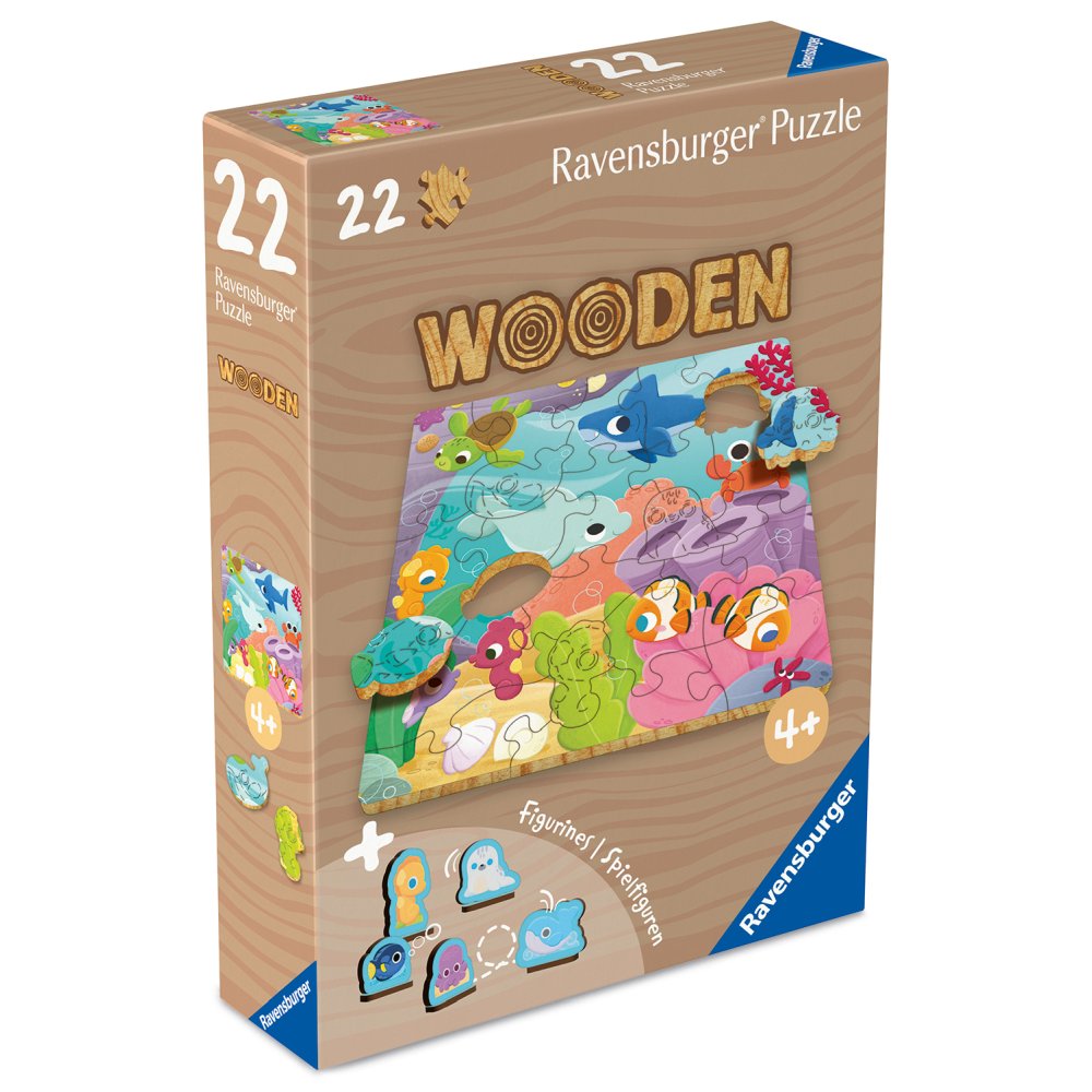 Ravensburger - Puzzle din lemn vietati marine 22 piese