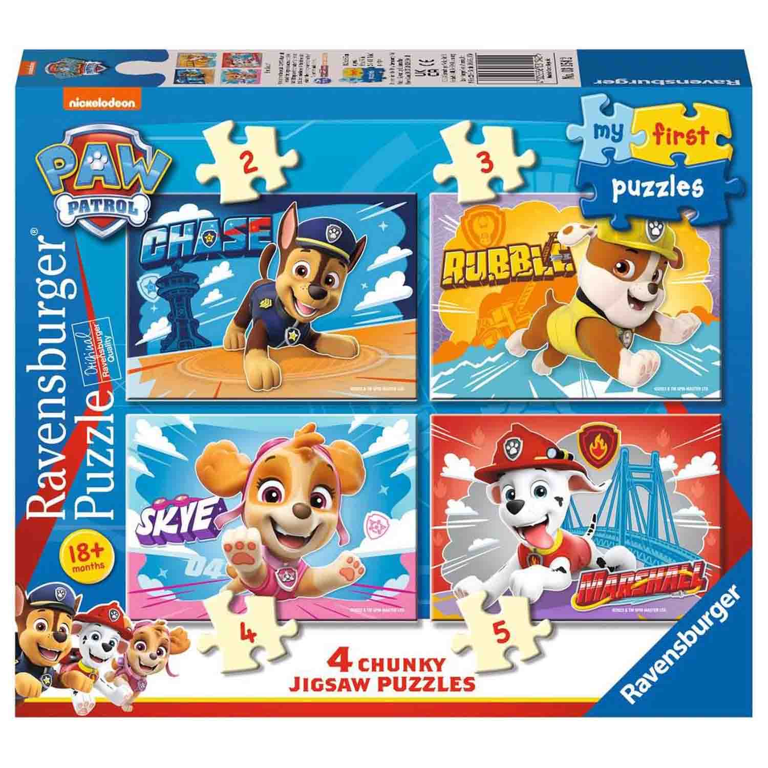 Puzzle Set 4 Buc Patrula Catelusilor, 2/3/4/5 Piese