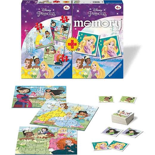 Puzzle si Joc Memory Printesele Disney, 25/36/49 Piese