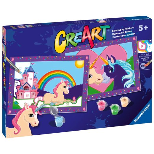 Ravensburger - CreArt pictura pe numere pentru copii 2 sabloane cu unicorni magici