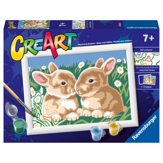Ravensburger - CreArt pictura pe numere pentru copii iepurasi printre margarete