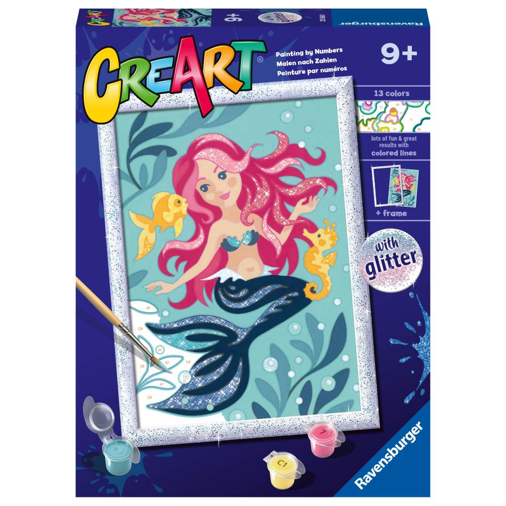 Ravensburger - CreArt pictura pe numere pentru copii cu sclipici sirena