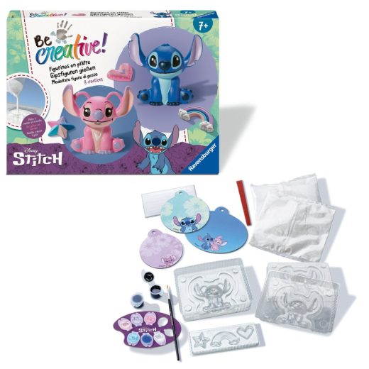 Ravensburger - Be Creative Set maxi de creatie figurine Stitch din ipsos include 8 creatii