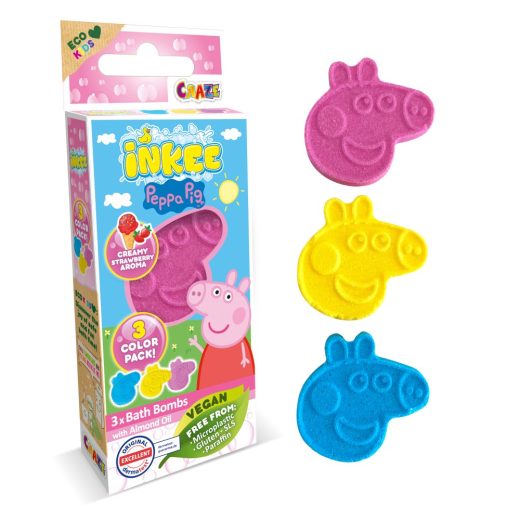 Craze - Bombe de baie Inkee 3 buc asortate in forma de Peppa Pig
