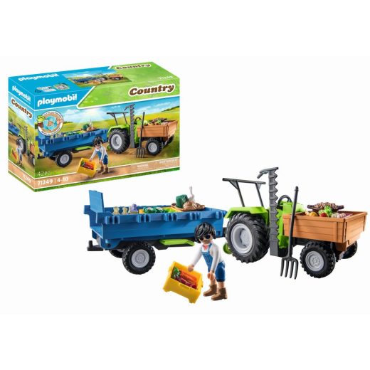 Playmobil - Tractor Cu Remorca Si Muncitor