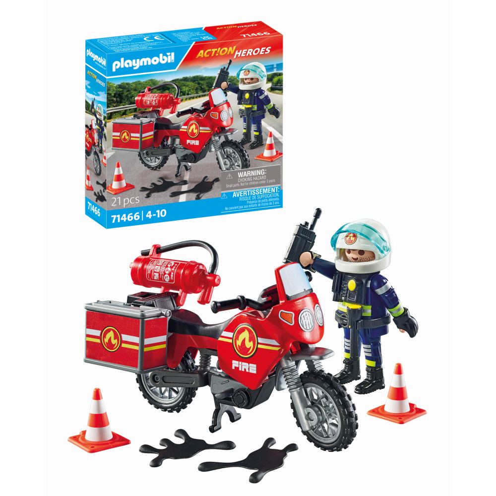 Playmobil-MOTOCICLETA DE POMPIERI LA LOCUL ACCIDENTULUI