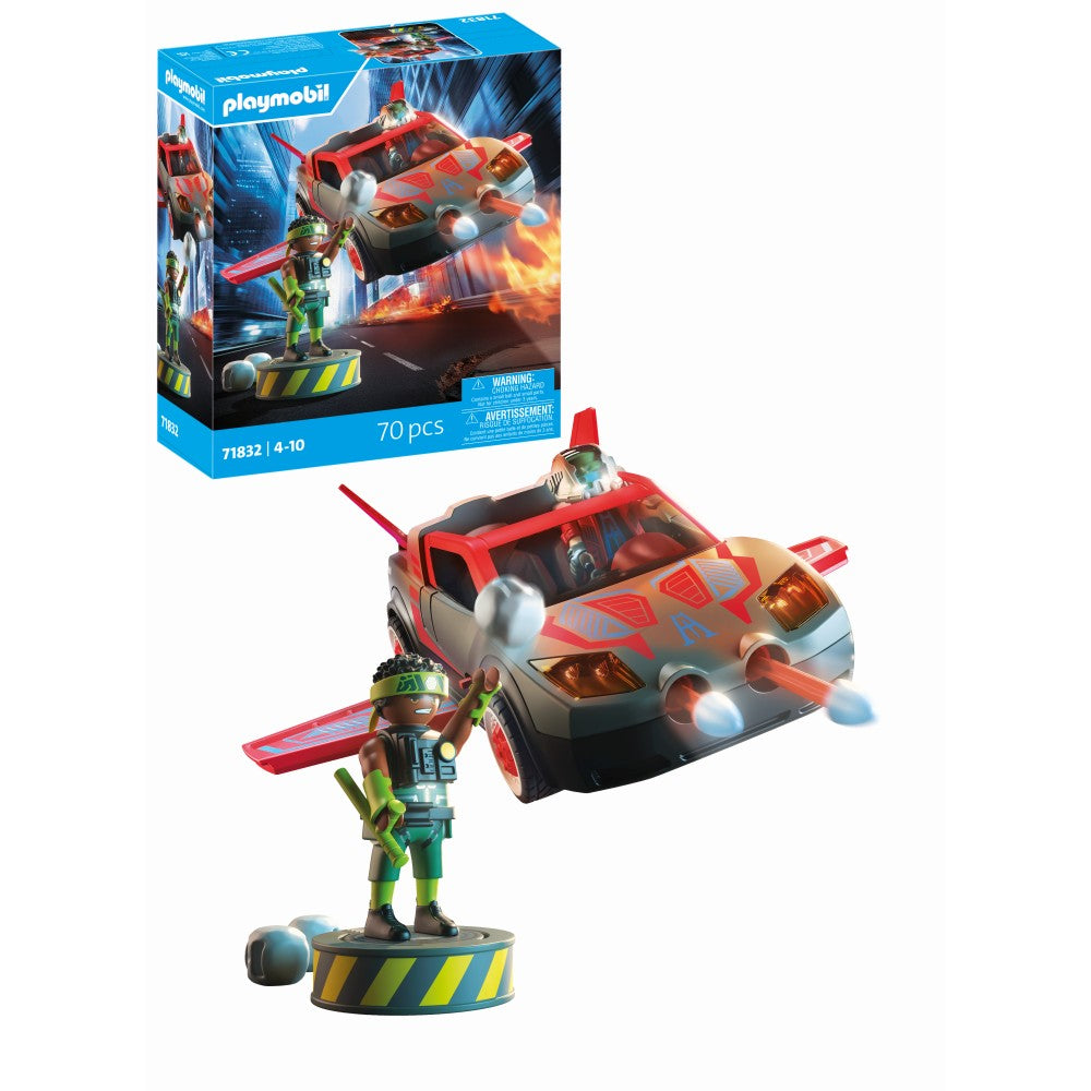 Playmobil - Jucarie de rol Lupta eroului cu vehicul