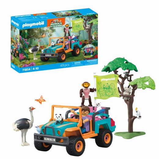 Playmobil - Jucarie de rol Plimbarea animalelor cu vehiculul de teren