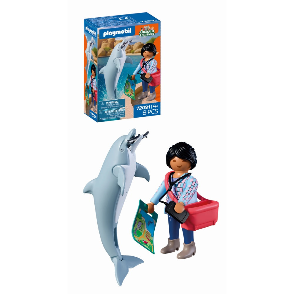 Playmobil - Jucarie de rol Vizitatoare zoo si delfin