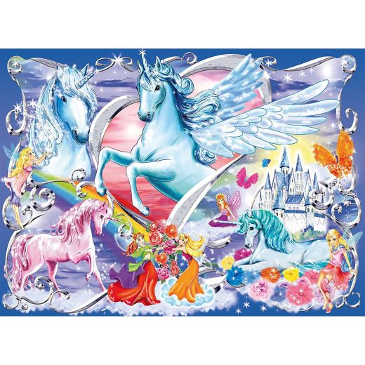 Puzzle unicorni 100 piese starline cu sclipici