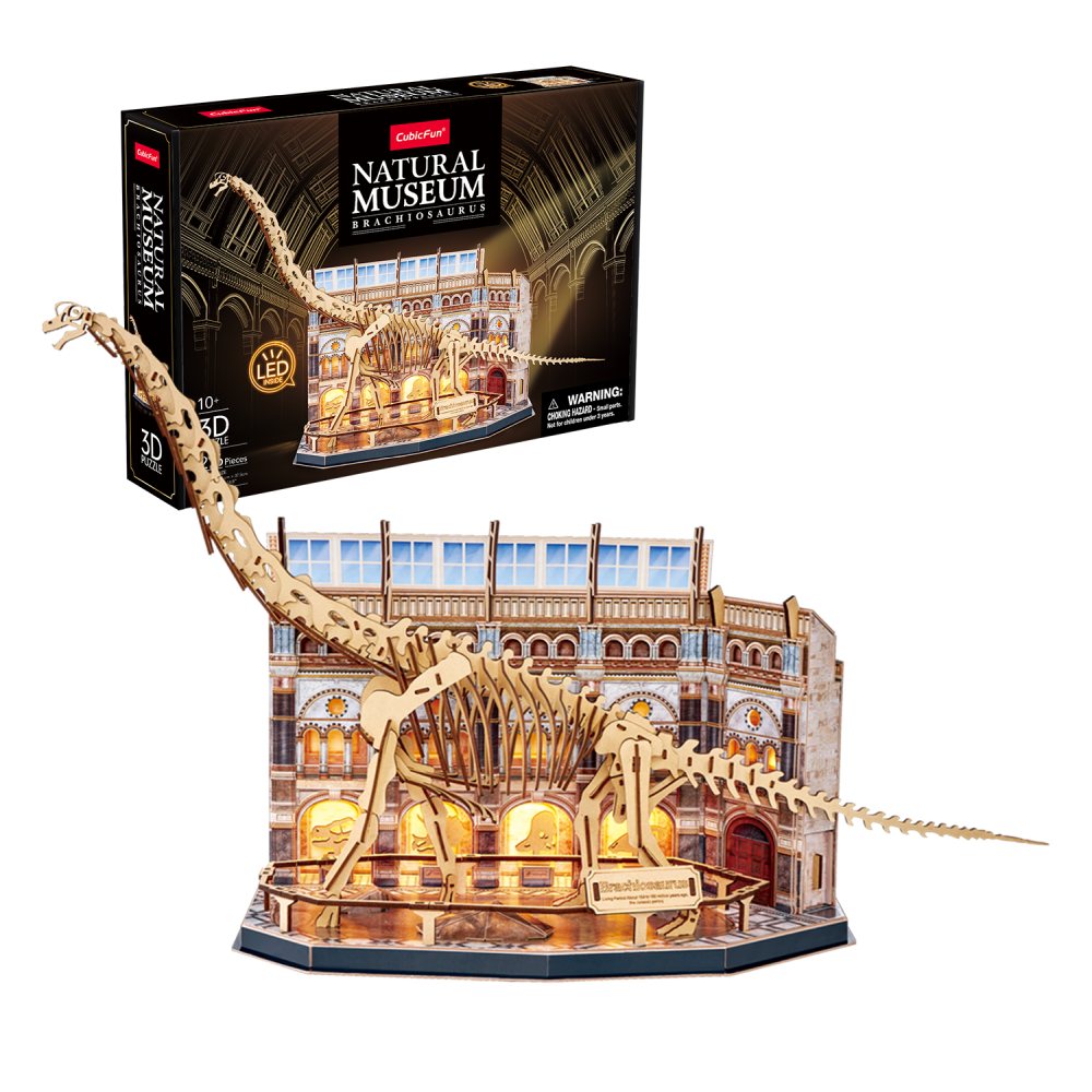 Cubic Fun - Puzzle 3D cu LED muzeul natural Brachiosaurus 216 piese