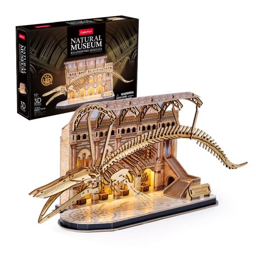 Cubic Fun - Puzzle 3D cu LED muzeul natural Balena albastra 222 piese