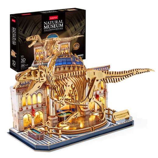 Cubic Fun - Puzzle 3D cu LED muzeul natural T-Rex 262 piese