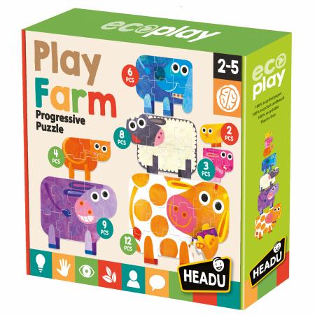Headu Ecoplay - Puzzle Progresiv - Sa Ne Jucam Cu Ferma