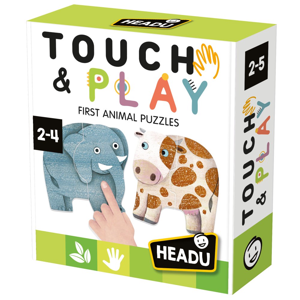 Headu - Puzzle Tactil contur Animale cu piese mari 2-4 ani