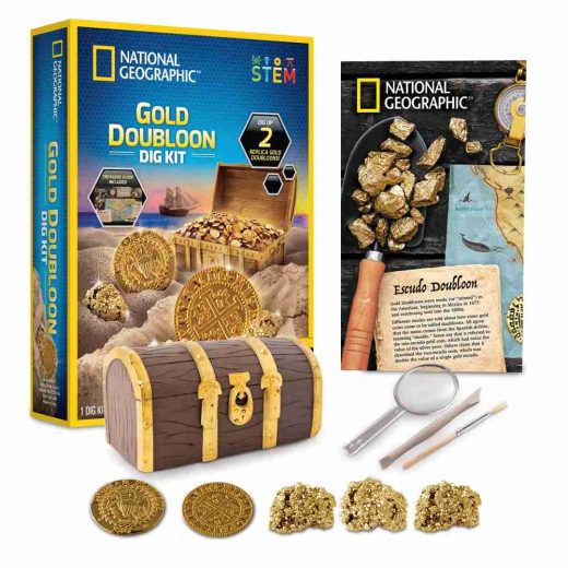 National Geographic - Set educativ Descopera doua replici de dubloni si trei exemplare de pirita