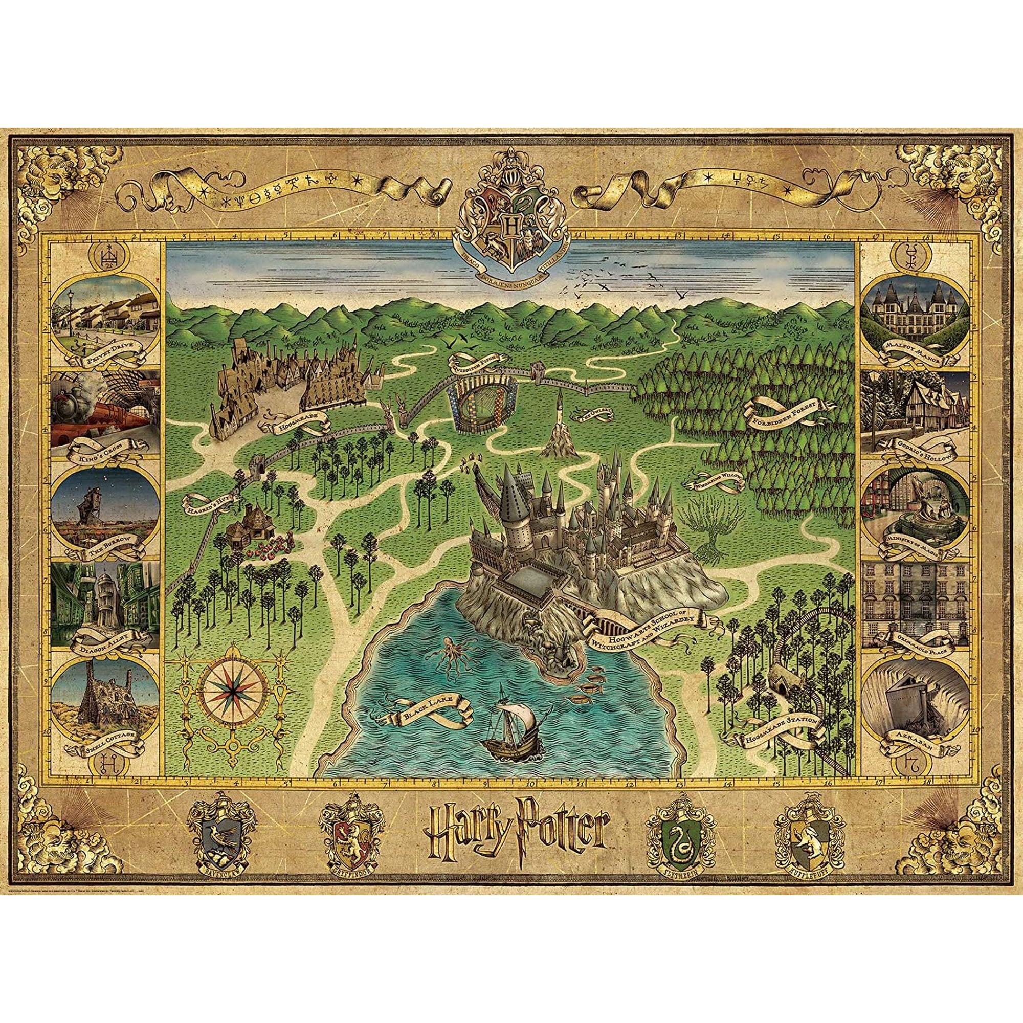 Puzzle Harta Hogwarts, 1500 Piese