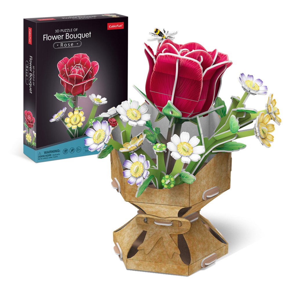 Cubic Fun - Buchet de flori 3D Trandafir 120 piese