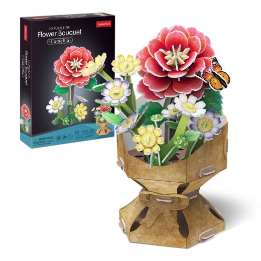Cubic Fun - Buchet de flori 3D Camelie 109 piese