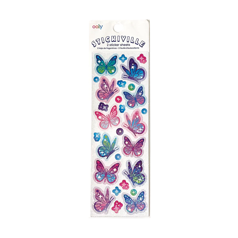 Abtibilduri holografice cu sclipici Stickiville Butterflies