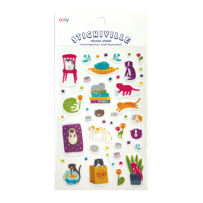 Abtibilduri vinil transparent Stickiville Quirky Cats