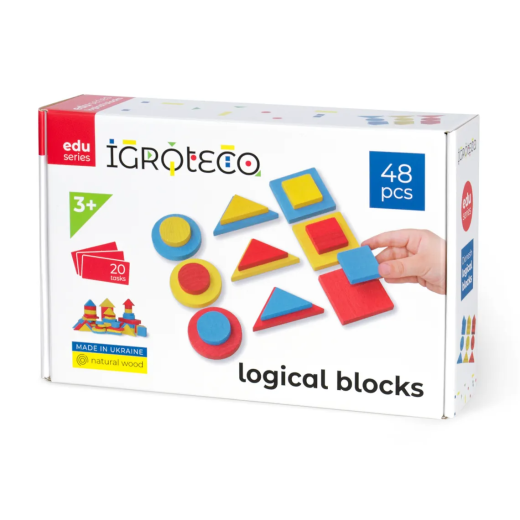 Blocuri logice din lemn, 48 piese