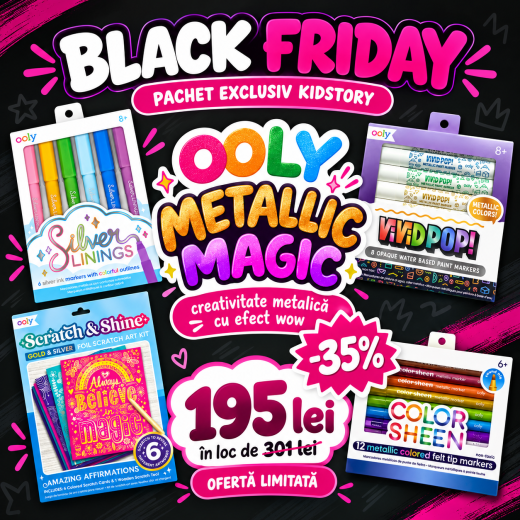 Pachet creativ OOLY Metallic Magic 4 seturi cu efecte metalizate