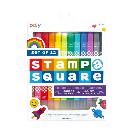 Carioci duble cu stampila patrata si varf subtire – set de 12