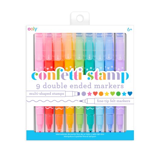 Carioci duble cu stampile Confetti Stamp – set de 9