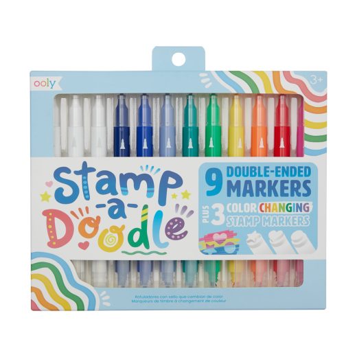 Carioci duble cu stampile Stamp-A-Doodle – set de 9 culori si 3 care schimba culoarea