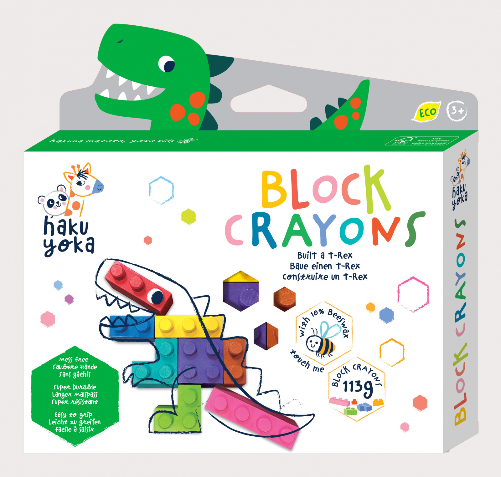 Creioane cerate interconectabile Block Crayons – Dinozaur T-Rex, Haku Yoka
