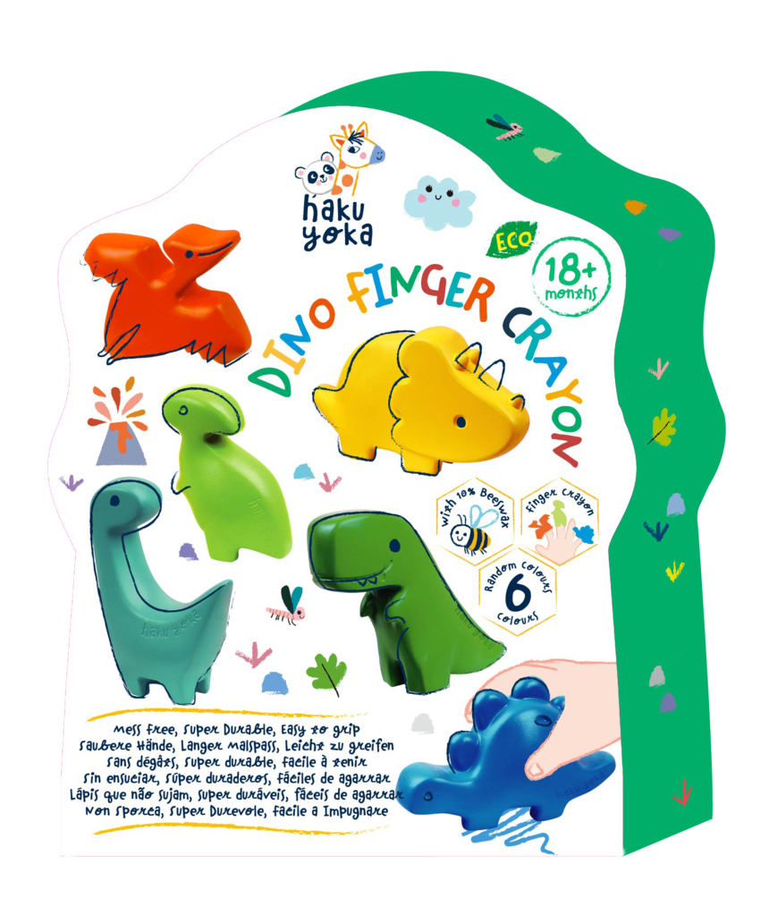 Creioane cerate pentru degete – Dinozauri, set de 6 – Haku Yoka