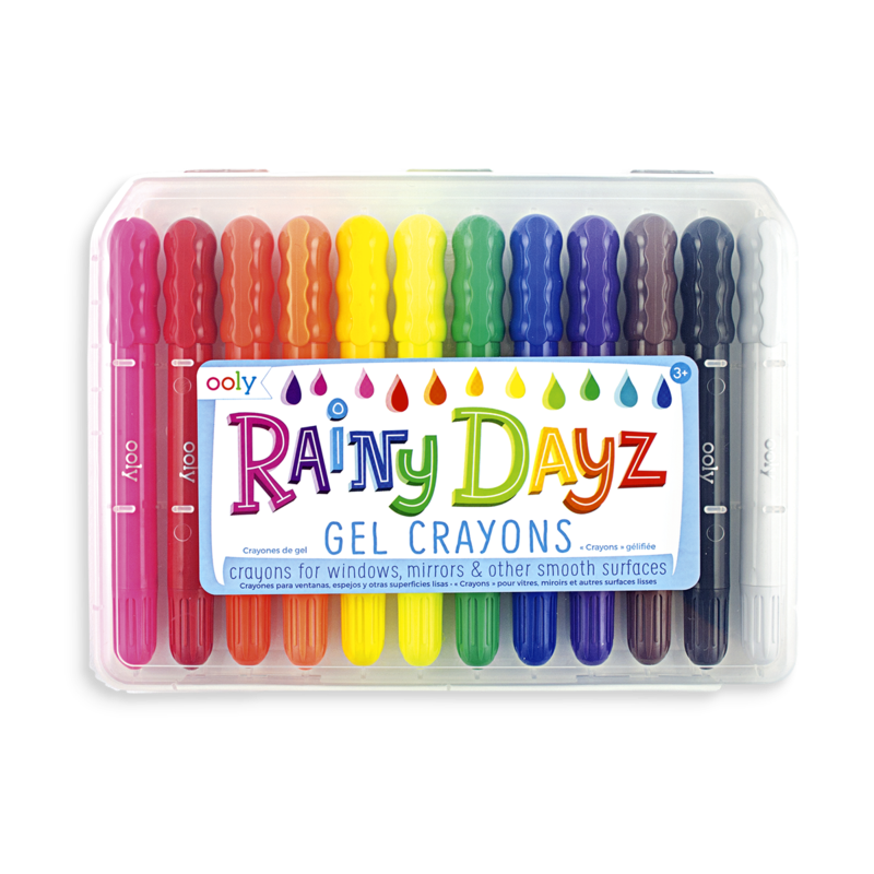 Creioane cu gel pentru geam si sticla, Rainy Dayz, set 12 culori lavabile