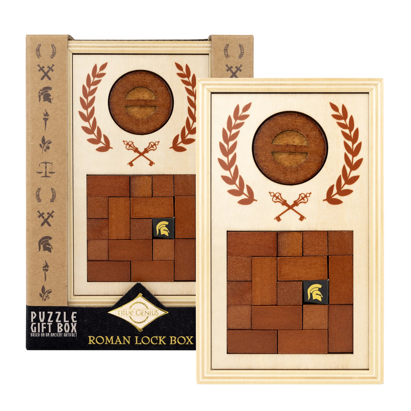 Cutie puzzle IQ din lemn cu mecanism roman – Roman Lock Box