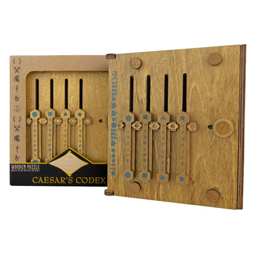 Cutie puzzle IQ din lemn cu mecanism secret – Caesar s Codex