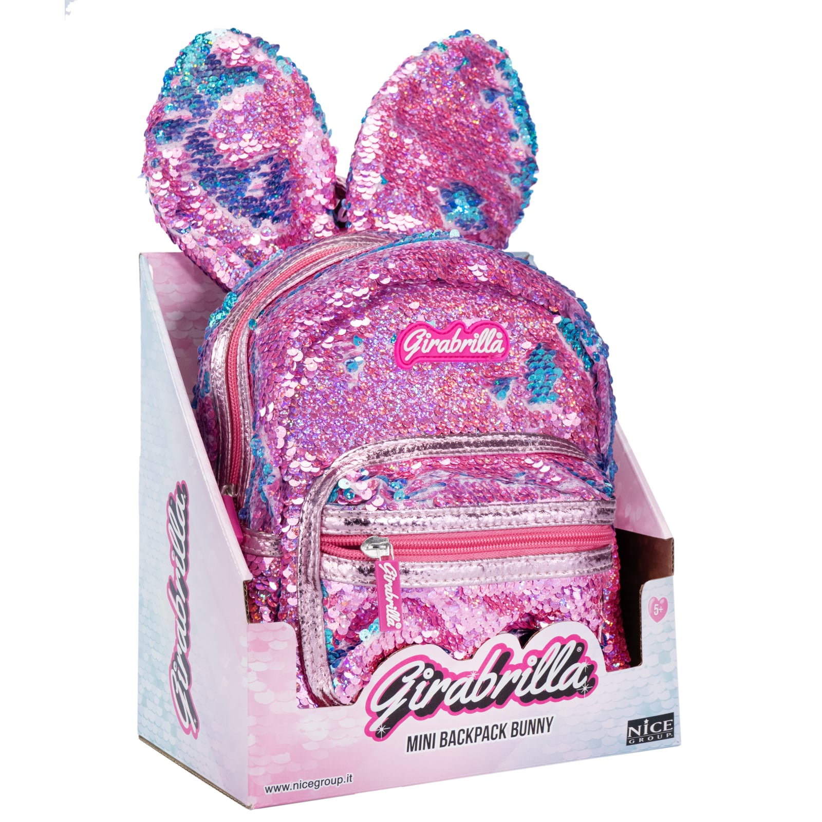Ghiozdan Girabrilla Bunny model Iepuras cu paiete reversibile