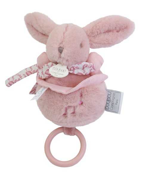 Iepuras muzical Doudou roz, 20 cm