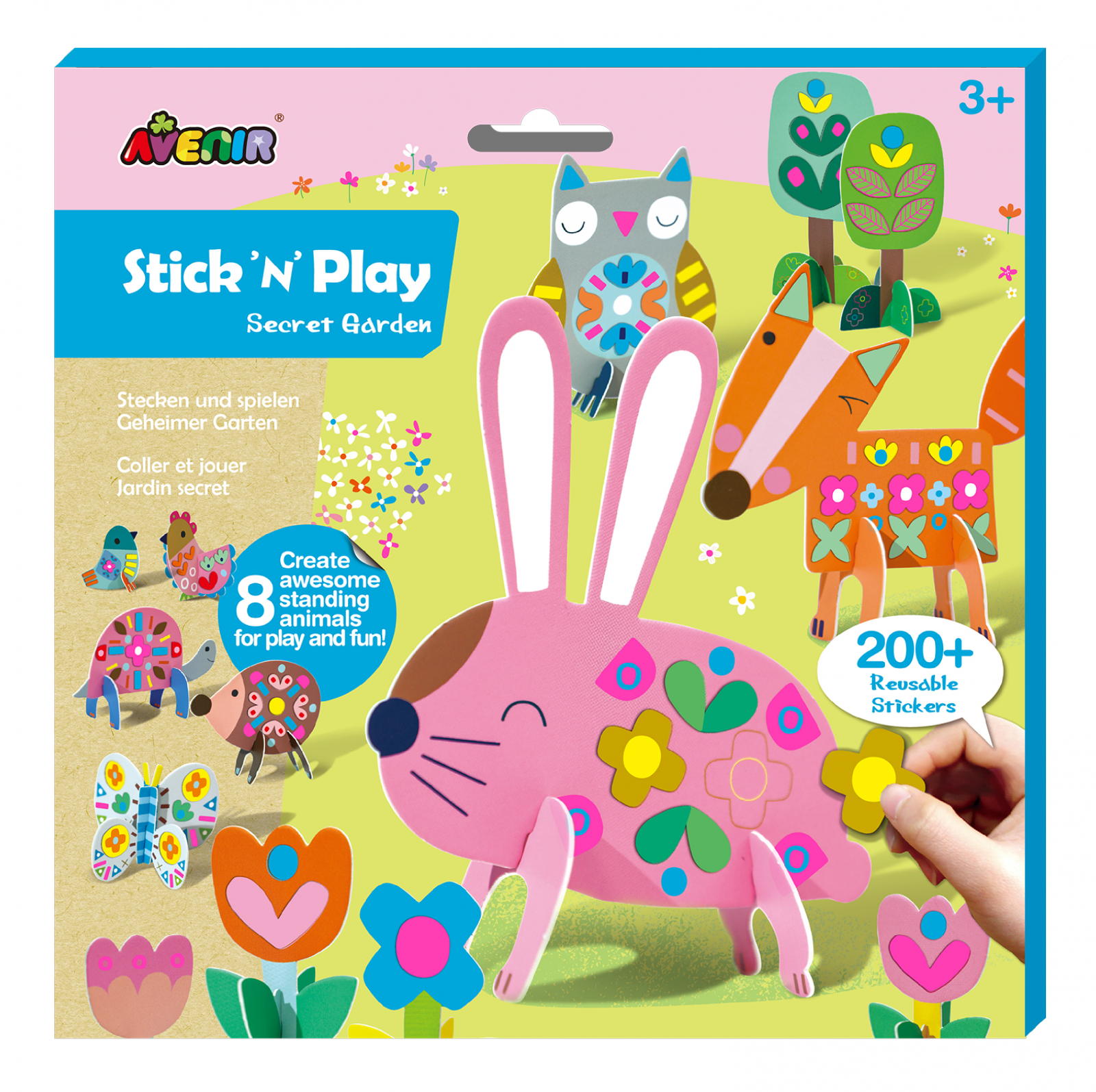 Joc creativ Stick N Play cu scene 3D si stickere repozitionabile – Gradina Secreta