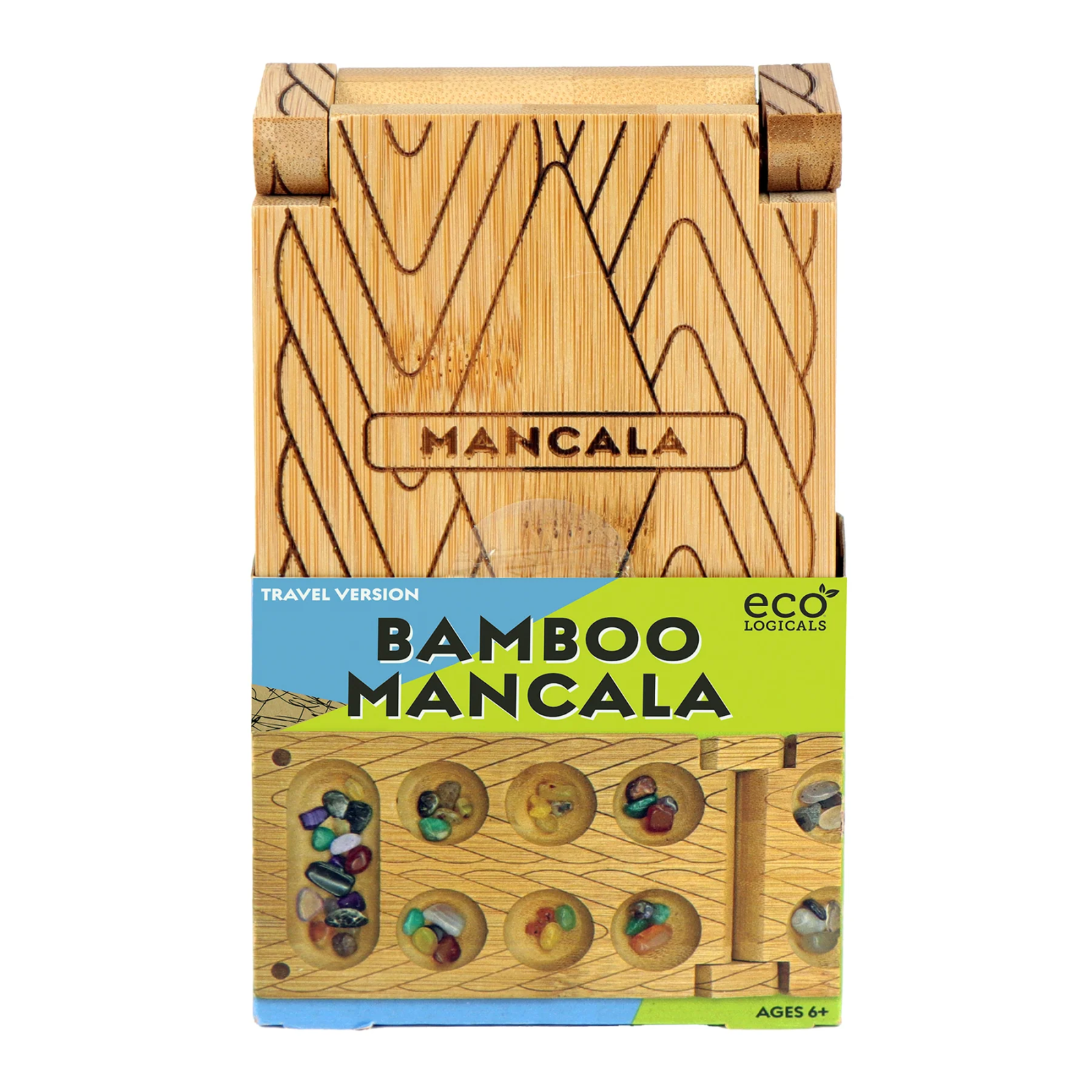 Joc de strategie Mancala din bambus, 2 jucatori – Travel Bamboo Mancala