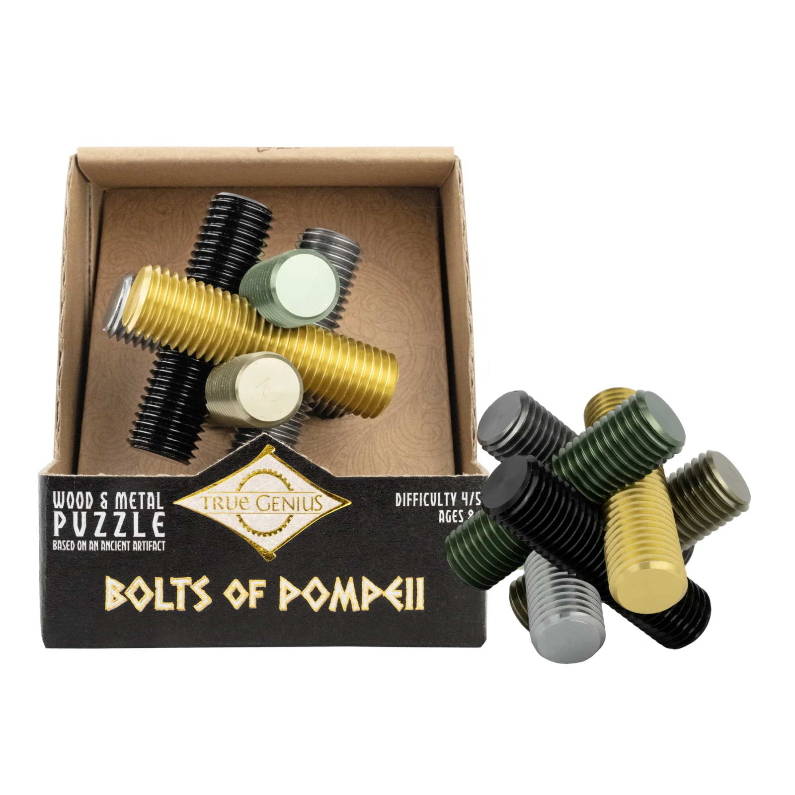Joc logic IQ din metal cu 6 suruburi – Bolts of Pompeii