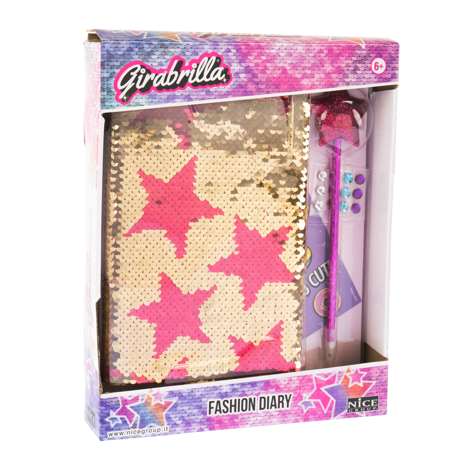 Jurnal Fashion Girabrilla set jurnal cu paiete reversibile si pix