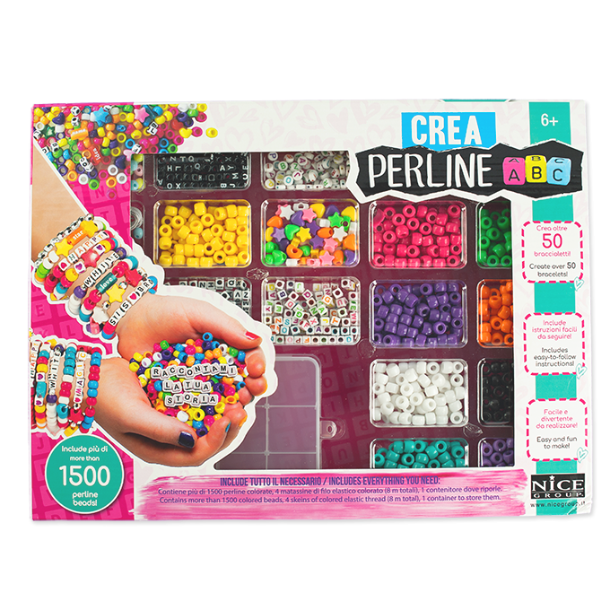 Kit creativ DIY – coliere si bratari cu margele, 1500 piese, Perline ABC