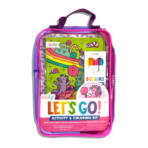 Kit portabil de activitati si colorat – Unicorni – Let s Go! Unicorn Candy Town