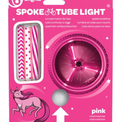 Lumini tubulare LED pentru roti bicicleta, SpinBrightz, roz